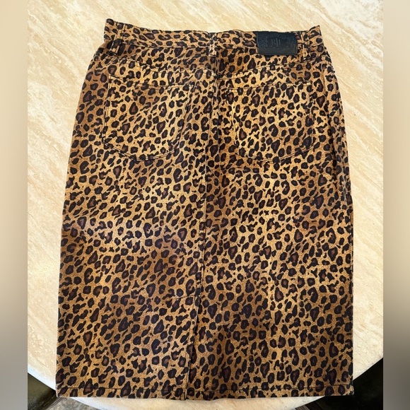 Ralph Lauren Premium Leopard Denim Pencil Skirt - Picture 2 of 5